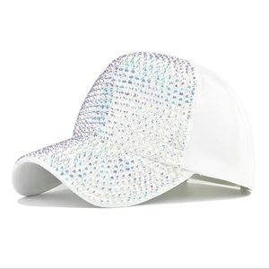 White Rhinestone Bling Cap